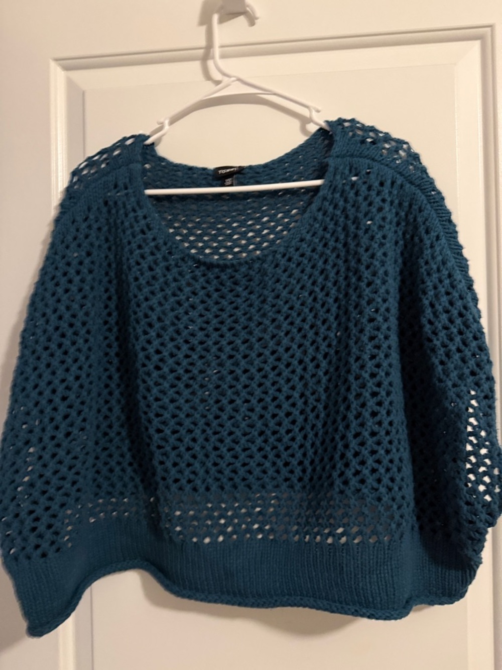 Torrid Open-Knit Teal Crewneck Sweater